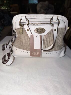 🌸NWT:b.o.c. White & Beige Woven Straw Crossbody Bag